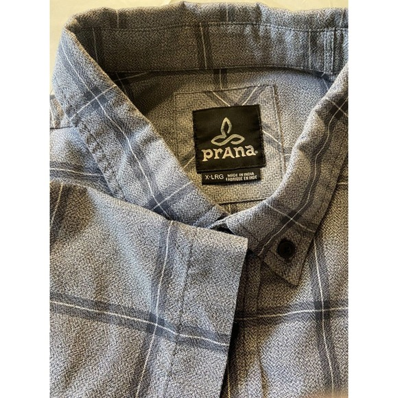 Prana Other - Men's Prana Gray Plaid Button-Down Short- Sleeve Shirt- Size‎ XL